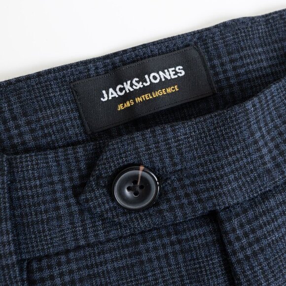 Jack & Jones Marco Slim Dress Pants 31x34 Fit Bi-Stretch Navy Check - Picture 6 of 15